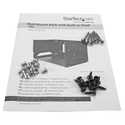StarTech.com 2-Post 4U Open Frame Wall Mount Network Rack with Built-in Shelf, Wall