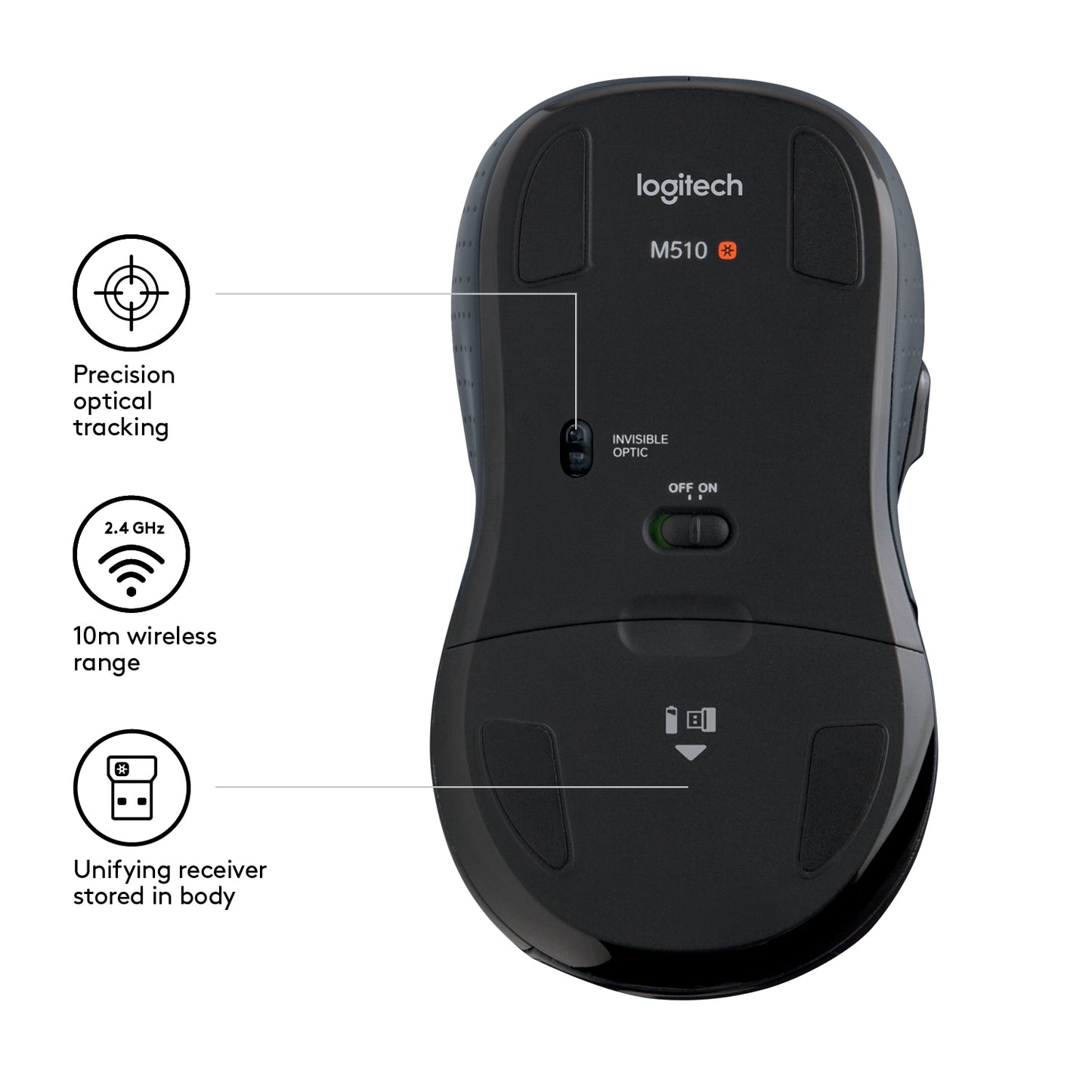 Logitech M510 Right-hand Wireless Mouse