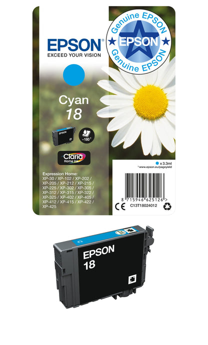 Epson C13T18014012/18 Black Ink Cartridge (175 pages, Epson XP 30)