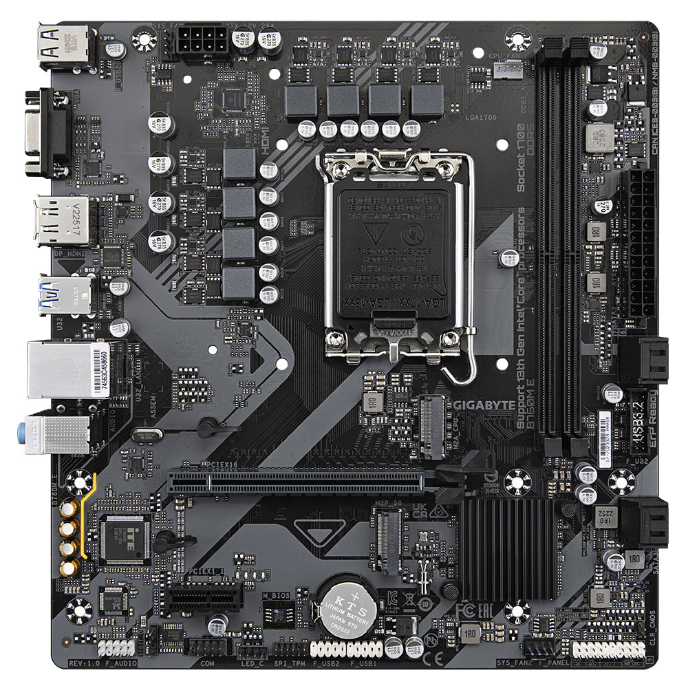 Gigabyte B760M E Motherboard - Supports 14th Gen. Intel Core CPUs, 6+1+1 phases VRM