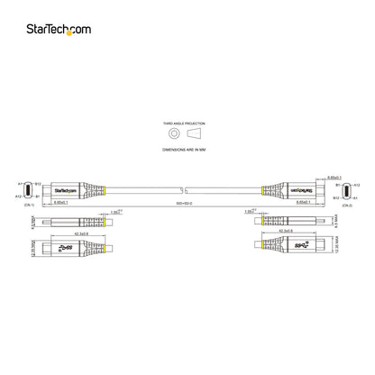StarTech.com 1.6ft (50cm) USB-C Cable, USB 10Gbps, 100W (5A) Power Delivery, 8K 60Hz