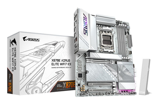 Gigabyte X870E AORUS ELITE WIFI7 ICE Motherboard - Supports AMD Ryzen 9000 CPUs