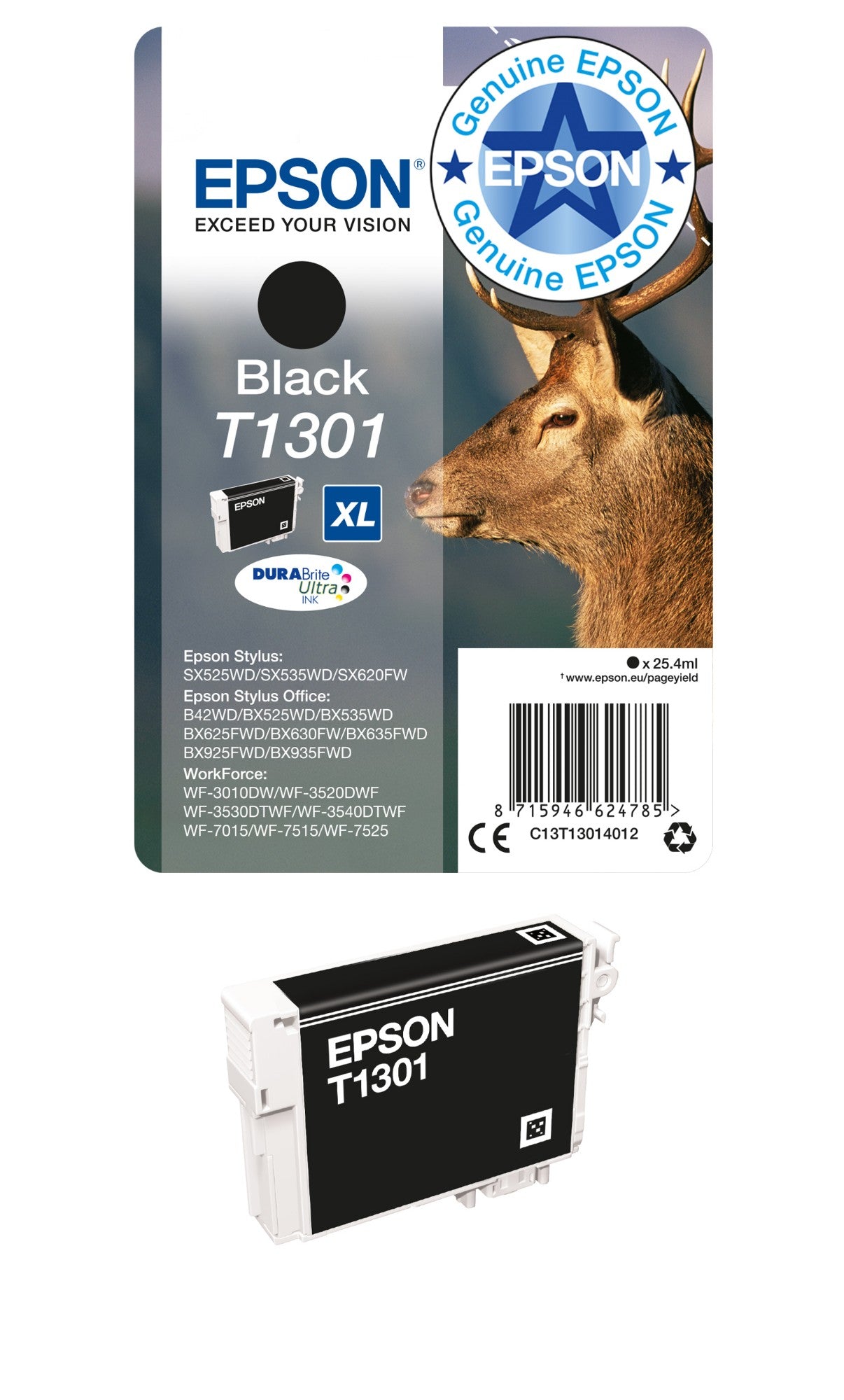 Epson C13T13014012/T1301 Black Ink Cartridge (945 pages)