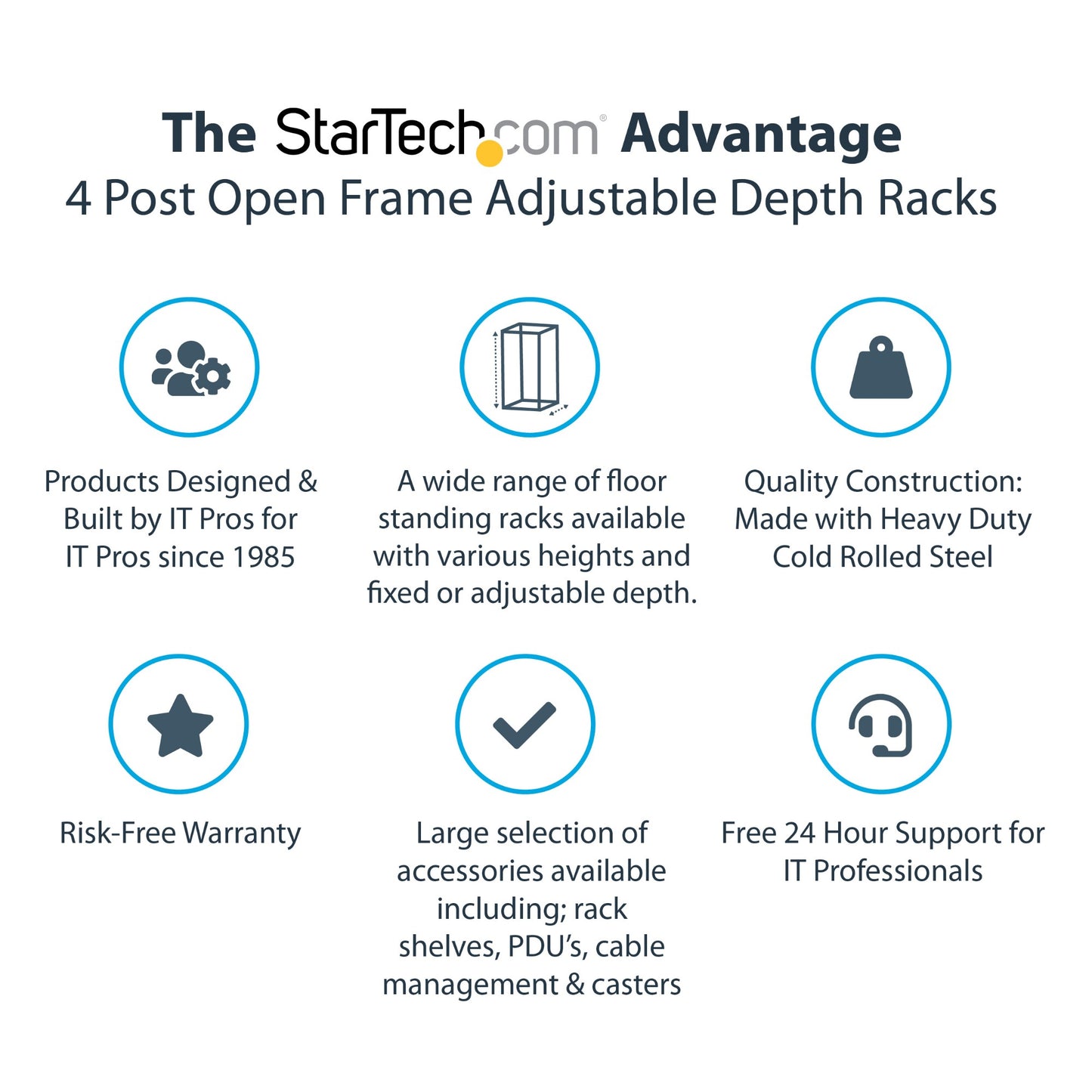 StarTech.com 42U 4-Post Server Rack, 19in Open Frame Rack with 40in (101cm) Mounting
