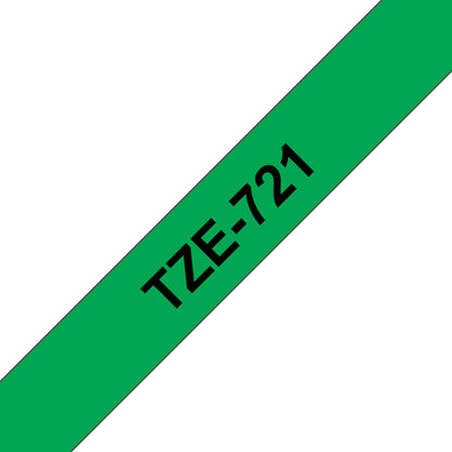 Brother TZE-721 DirectLabel black on green Laminat 9mm x 8m for Brother P-Touch TZ Labels