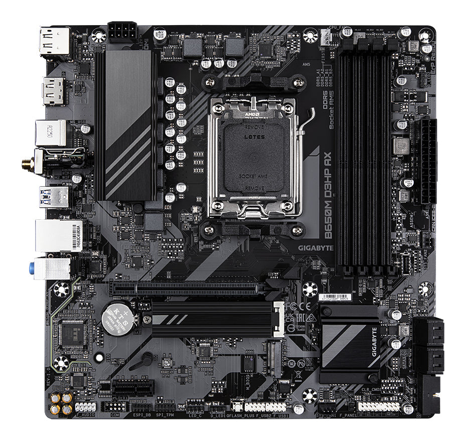 Gigabyte B650M D3HP AX Motherboard - AMD Ryzen 9000 Series CPUs, 5+2+2 Phases VRM