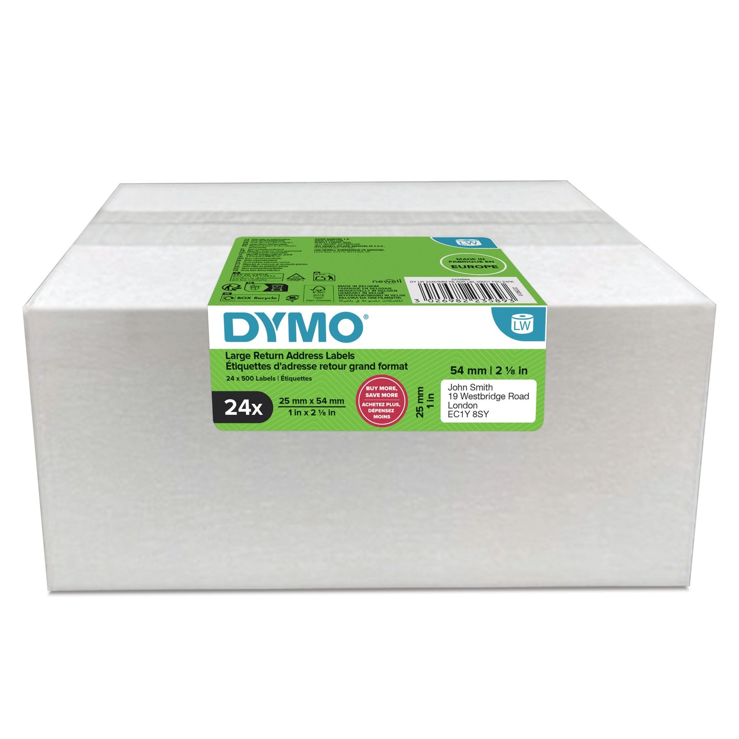 DYMO Authentic LabelWriter Return Address Labels | 25 mm x 54 mm | Self-Adhesive |