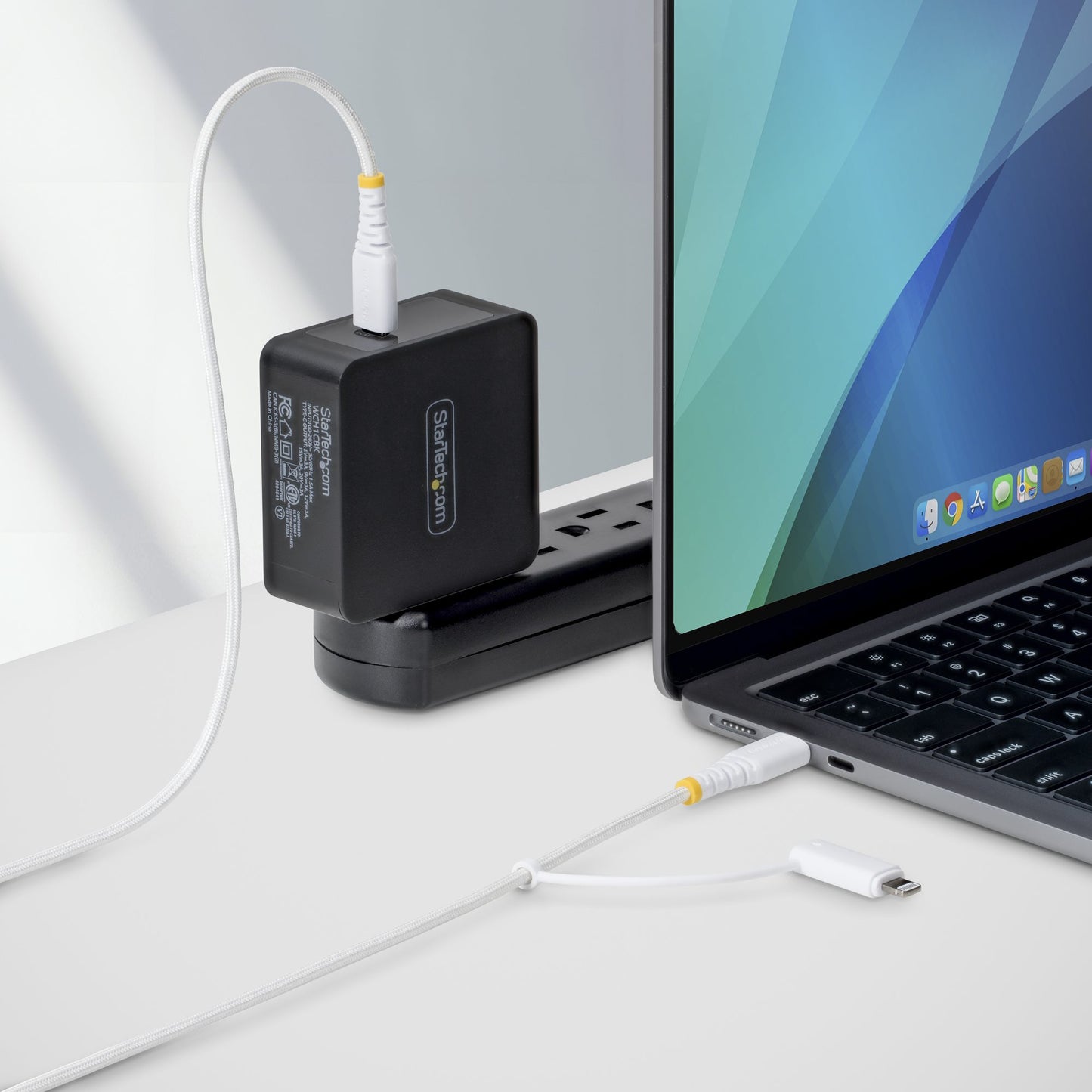 StarTech.com 1m (3ft) 2-in-1 Rugged USB-C Charging Cable with Lightning Adapter
