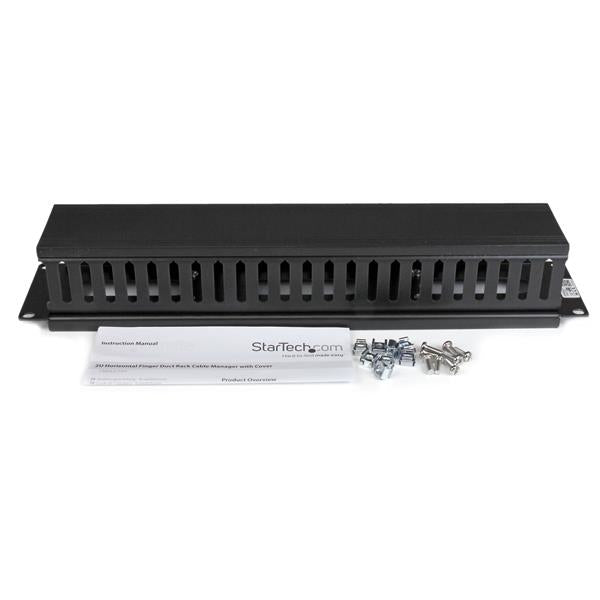 StarTech.com Horizontal 2U Server Rack Cable Management Finger Duct w/ Cover - 19"