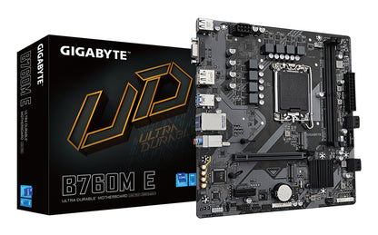 Gigabyte B760M E Motherboard - Supports 14th Gen. Intel Core CPUs, 6+1+1 phases VRM