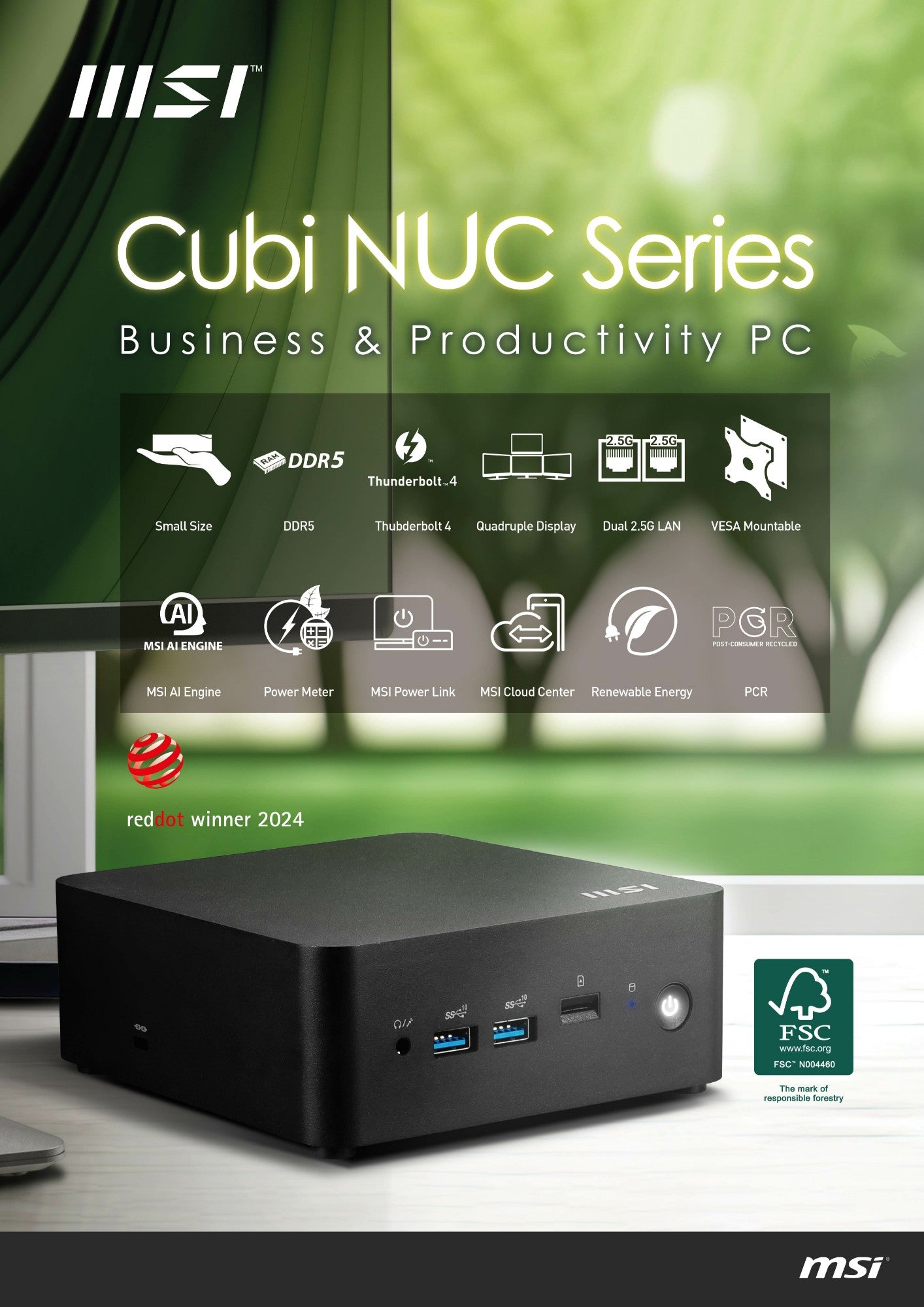 MSI Cubi NUC 1M Core 3 100U 8GB 512GB SSD SFF Desktop PC