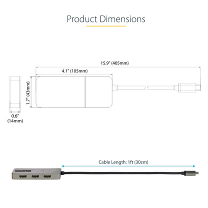 StarTech.com 3-Port USB-C Multi-Monitor Adapter, USB Type-C to 3x HDMI MST Hub