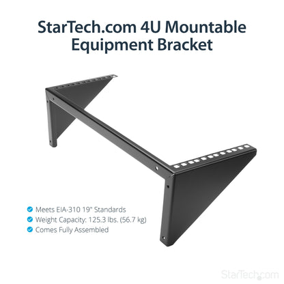 StarTech.com 4U 19in Steel Vertical Wall Mount Equipment Rack Bracket - TAA