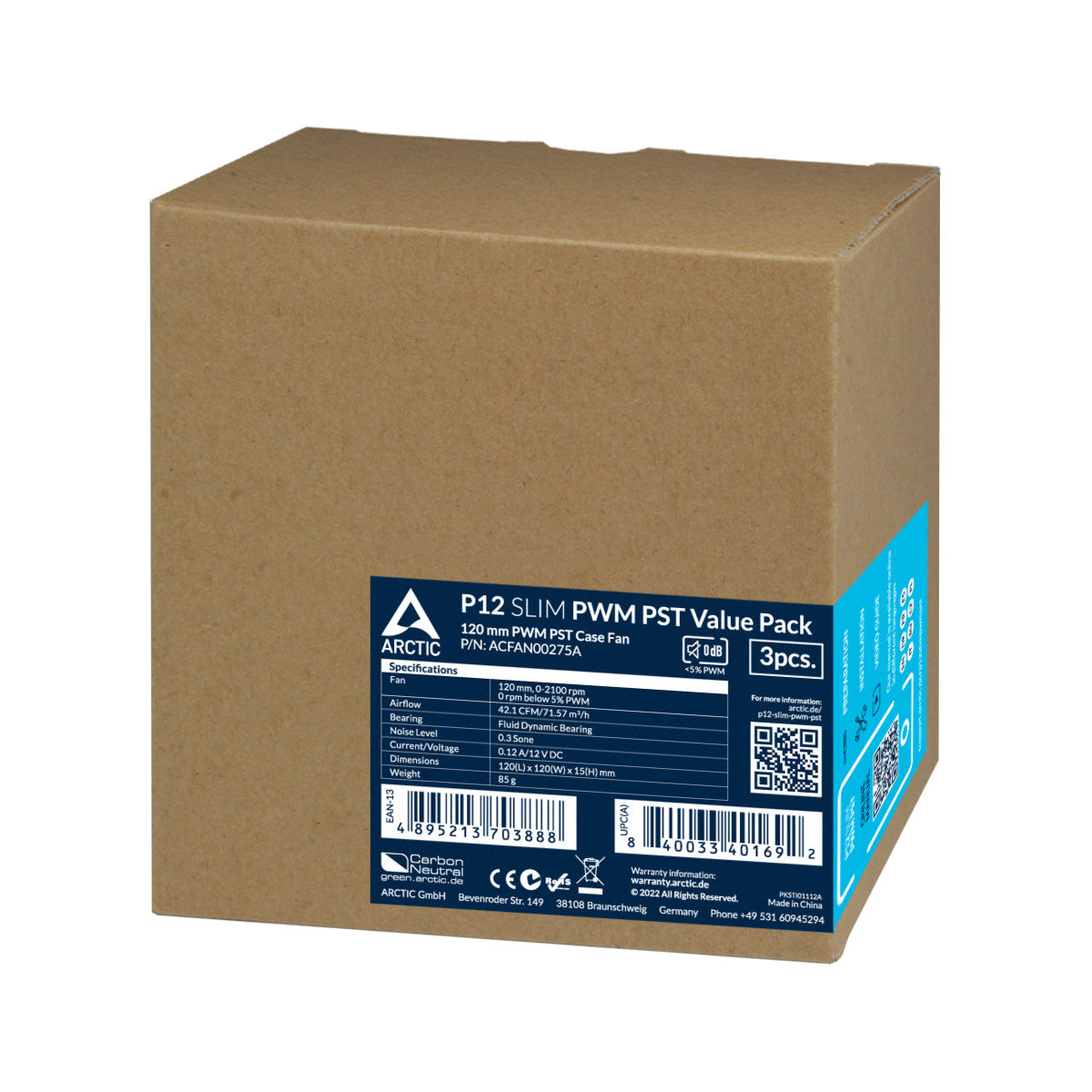 ARCTIC P12 Slim PWM PST Pressure-optimised 120 mm PWM Fan with integrated Y-cable Cooling