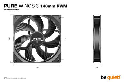 be quiet! Pure Wings 3 140mm | PWM Triple Pack Computer case Fan 14 cm Black 3 pc(s) Cooling