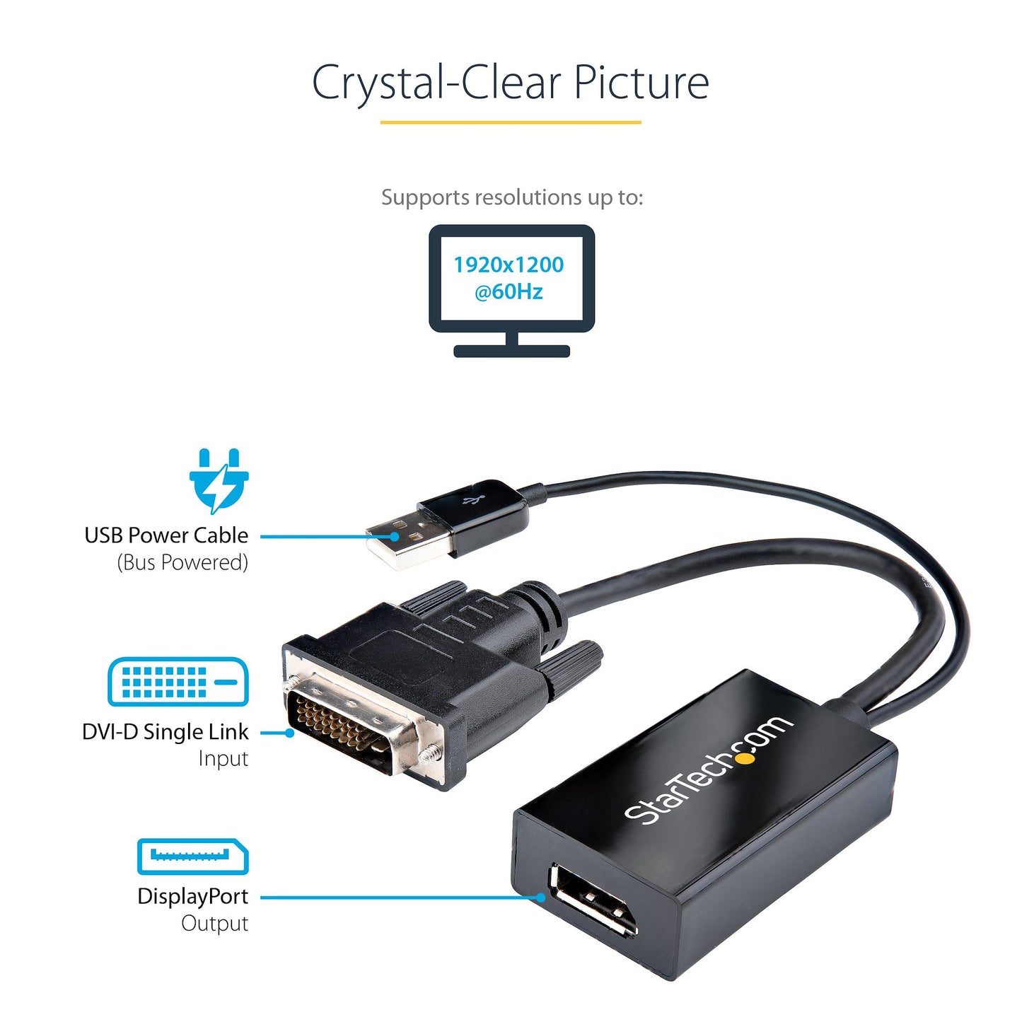 StarTech.com DVI to DisplayPort Adapter - USB Power - 1920 x 1200 - DVI to Cable