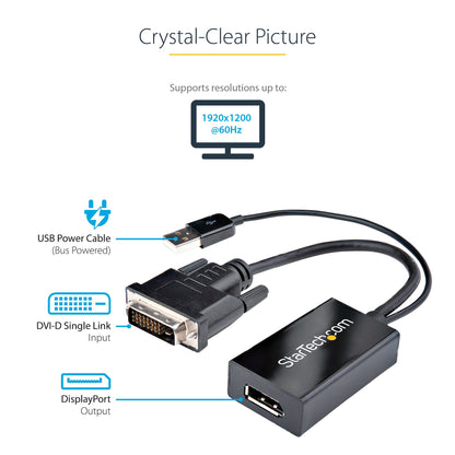 StarTech.com DVI to DisplayPort Adapter - USB Power - 1920 x 1200 - DVI to Cable