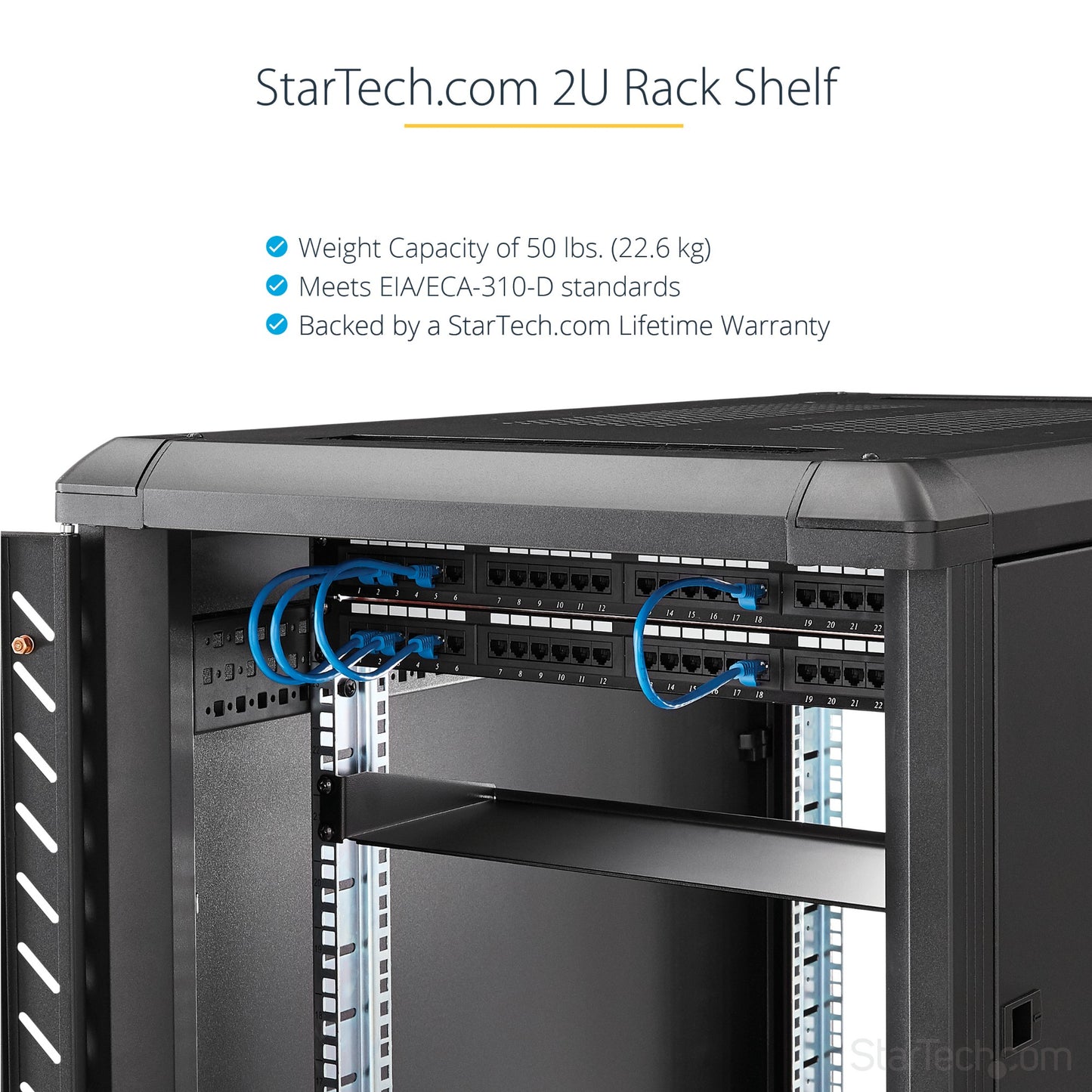 StarTech.com 2U Server Rack Shelf - Universal Rack Mount Cantilever Shelf for 19" (SHELF22)