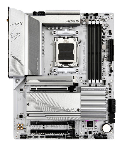 Gigabyte B650 AORUS ELITE AX ICE Motherboard - Supports AMD Ryzen 9000 CPUs, 12+2+2