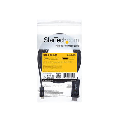 StarTech.com 6.6ft (2m) USB C to HDMI Cable - 4K 60Hz USB Type C to HDMI 2.0 Video