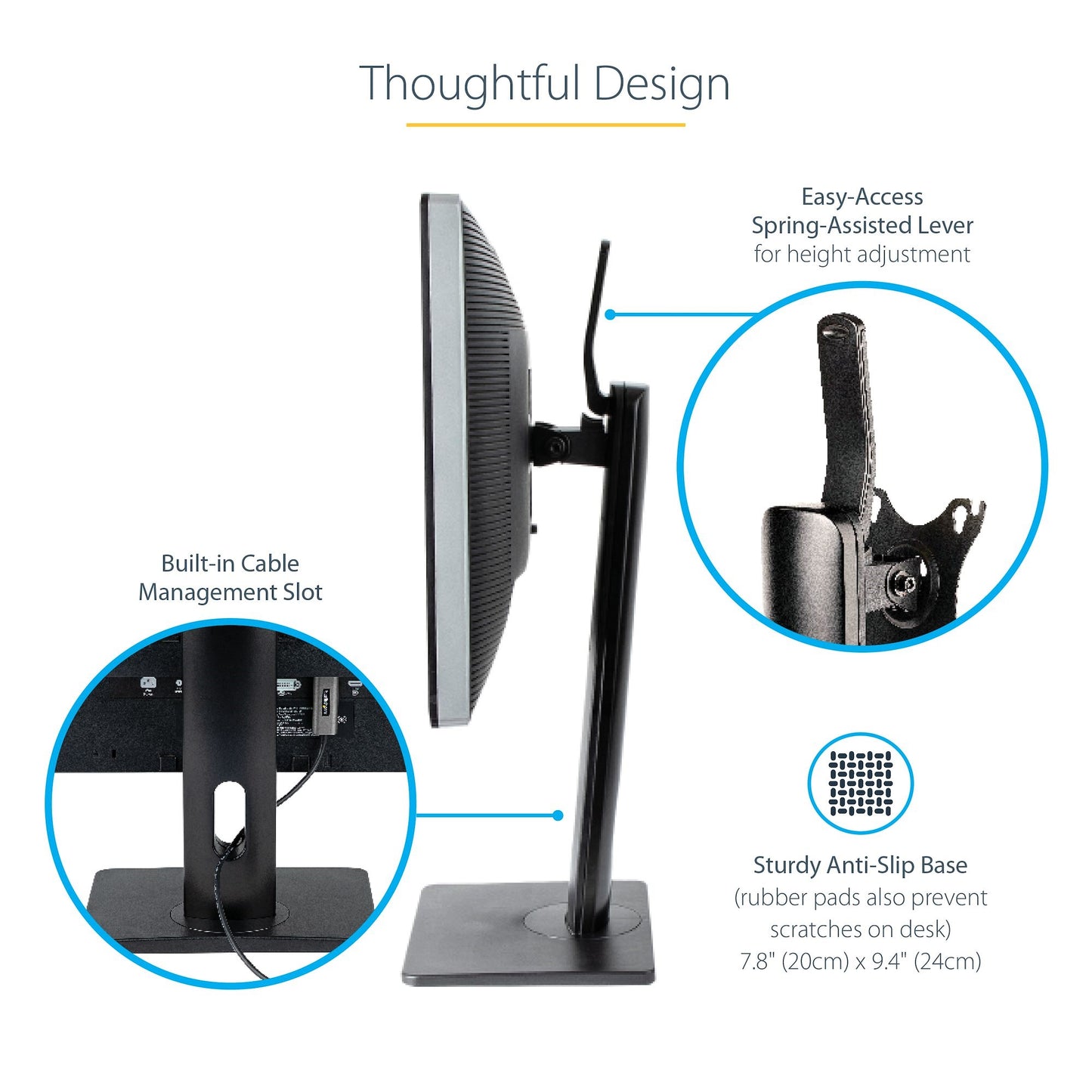 StarTech.com Free Standing Single Monitor Mount - Height Adjustable Monitor Stand