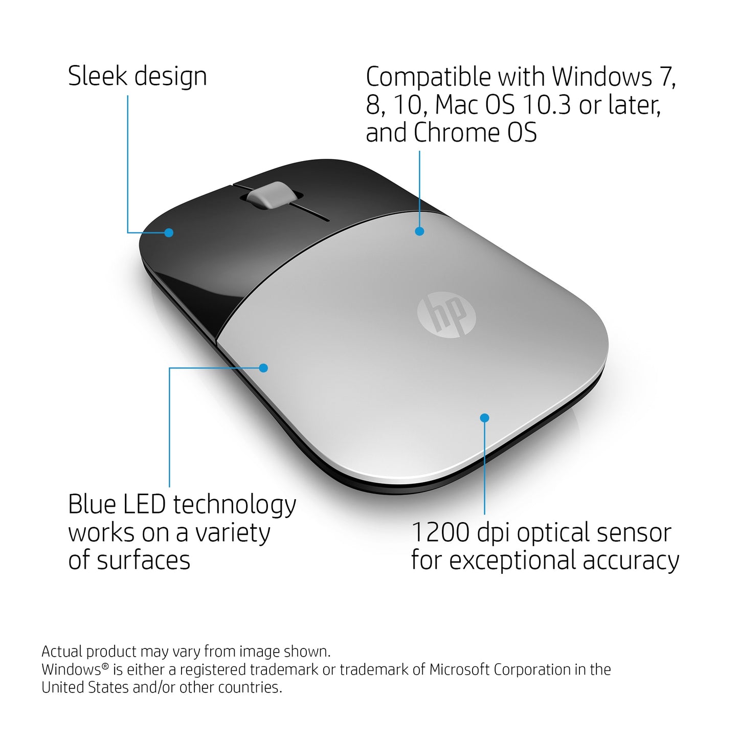 HP Z3700 Wireless Mouse (Silver)