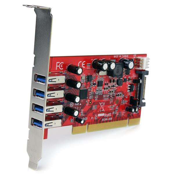 StarTech.com 4 Port PCI SuperSpeed USB 3.0 Adapter Card with SATA / SP4 Power Hub