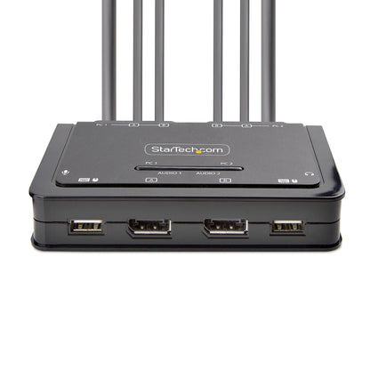 StarTech.com 2-Port Dual-Monitor DisplayPort Cable KVM Switch, 4K 60Hz, Compact KVM