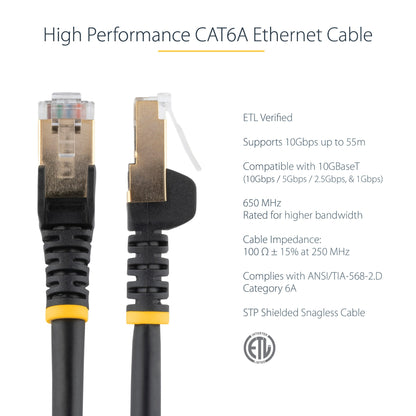 StarTech.com 5m CAT6a Ethernet Cable - 10 Gigabit Shielded Snagless RJ45 100W PoE (Black)