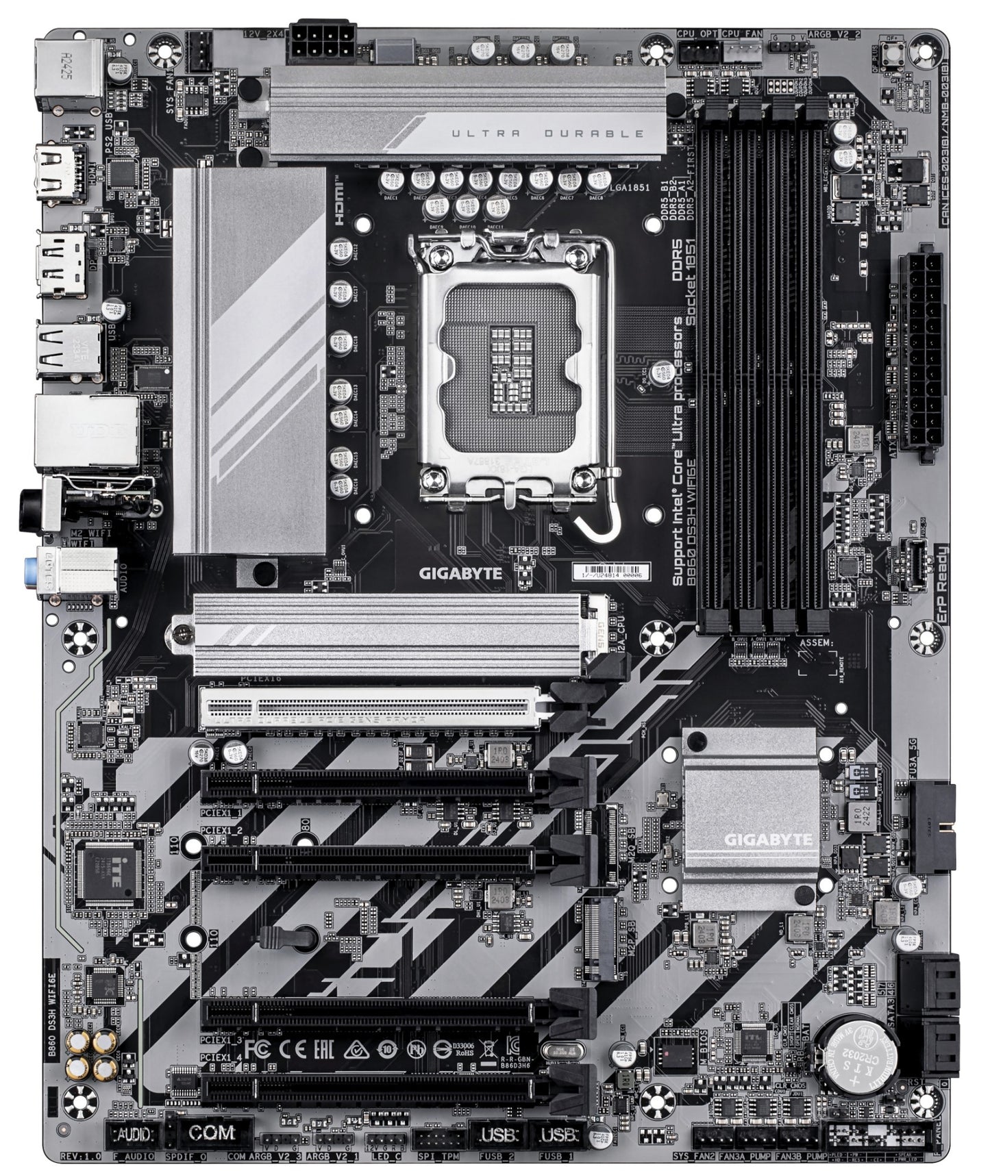 Gigabyte B860 DS3H WIFI6E Motherboard - Intel Core Ultra Series CPUs, 8+1+2+2 Phases
