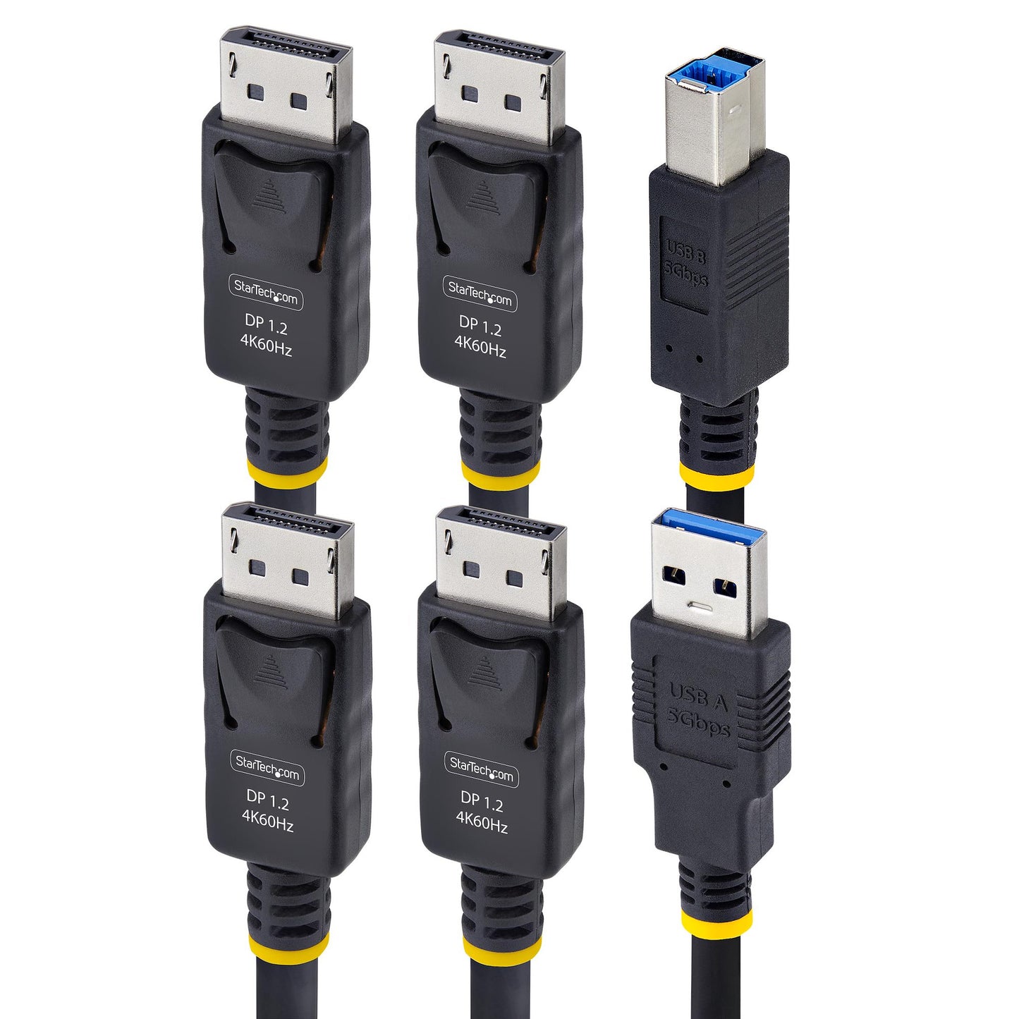 StarTech.com 6ft (1.8m) Dual-DisplayPort and USB 5Gbps KVM Cable, 4K 60Hz