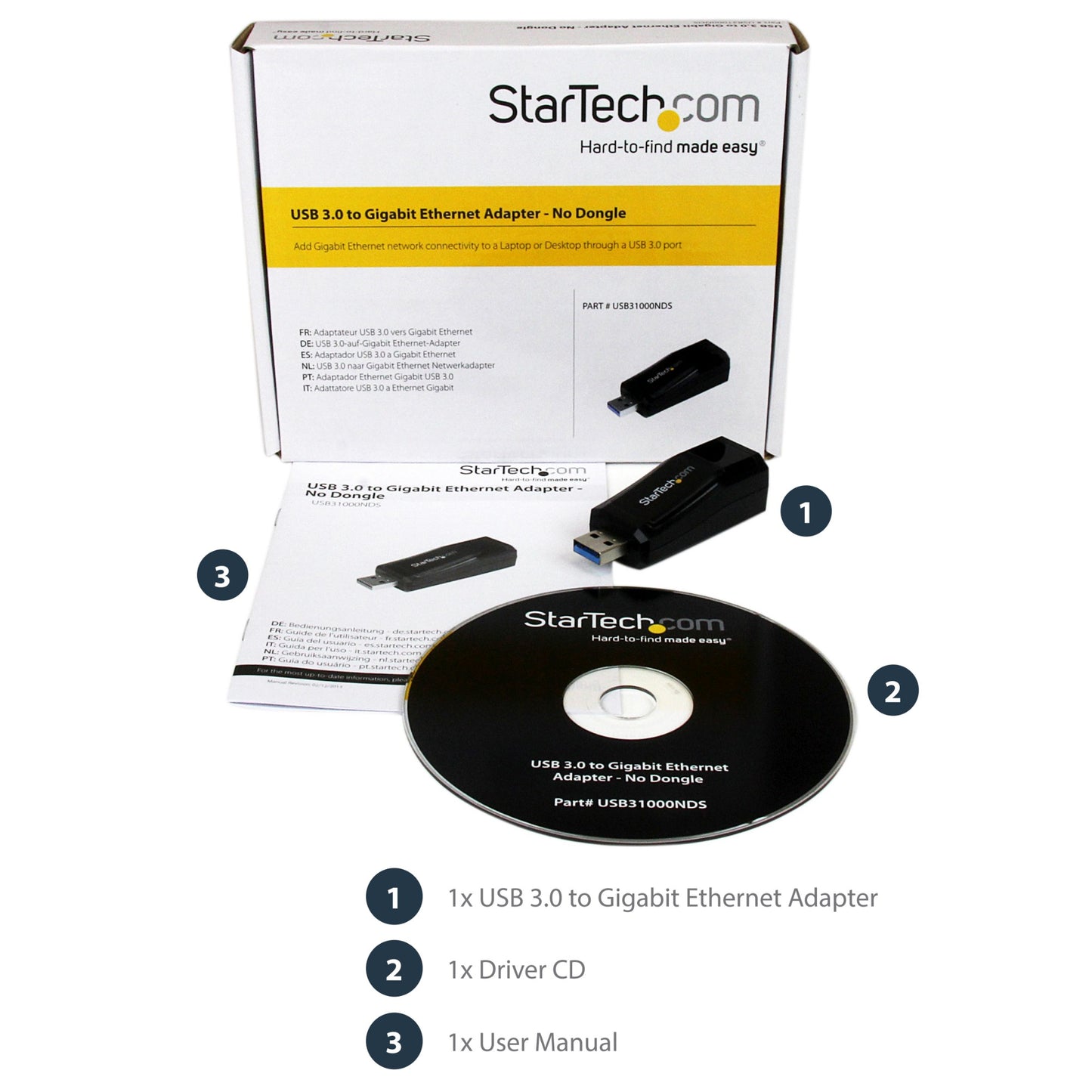 StarTech.com USB 3.0 to Gigabit Ethernet NIC Network Adapter – 10/100/1000 Mbps