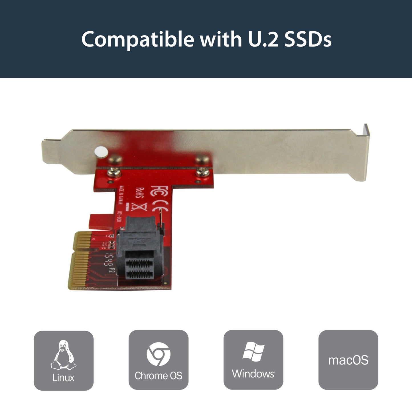 StarTech.com x4 PCI Express to SFF-8643 Adapter for PCIe NVMe U.2 SSD Hub