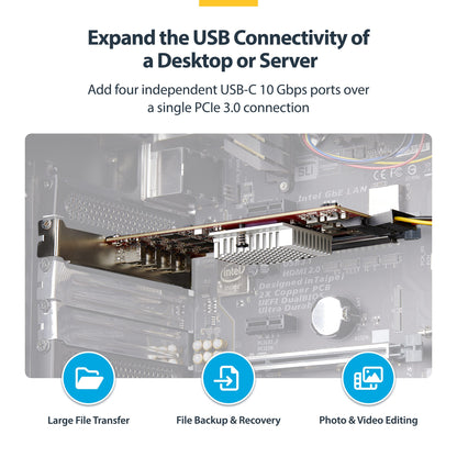 StarTech.com 4-Port USB Type-C PCIe Card, USB 3.2 10Gbps, USB-C PCI Express Hub