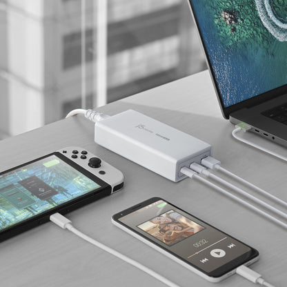 j5create JUP37185W 185W GaN PD 3.1 USB-C® 3-Port Charger-EU, Black