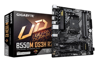Gigabyte B550M DS3H R2 Motherboard - AMD Ryzen 5000 CPUs, 5+3 Phases VRM, up to