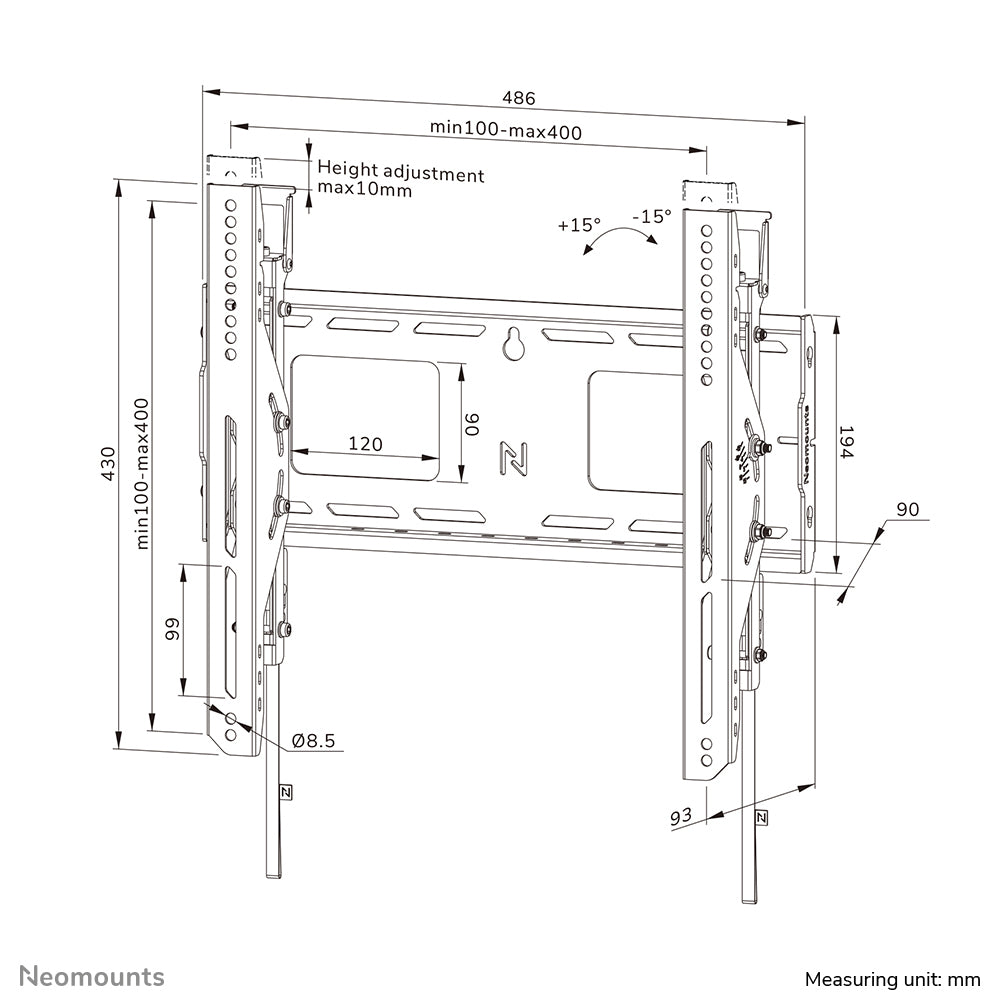 Neomounts WL35-750BL14 Heavy duty wall mount 42-75" - tilt - lockable - fast