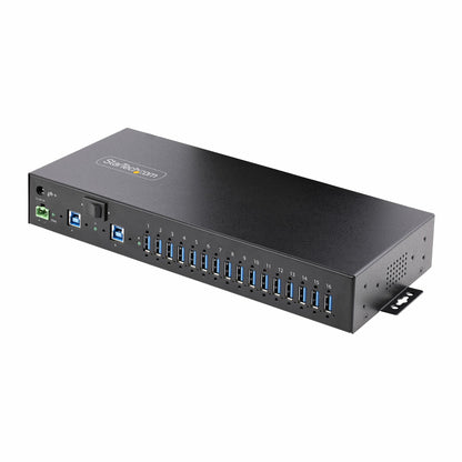 StarTech.com 16-Port Industrial USB 5Gbps Hub with Power Adapter, Metal Enclosure