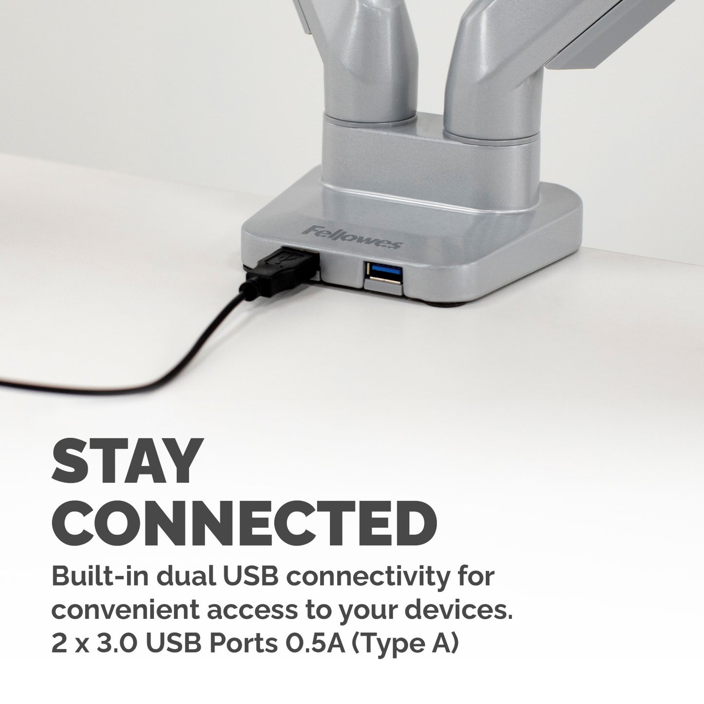Fellowes Platinum Series Dual Monitor Arm - Monitor Mount for Two 8KG 40 Inch (Silver)