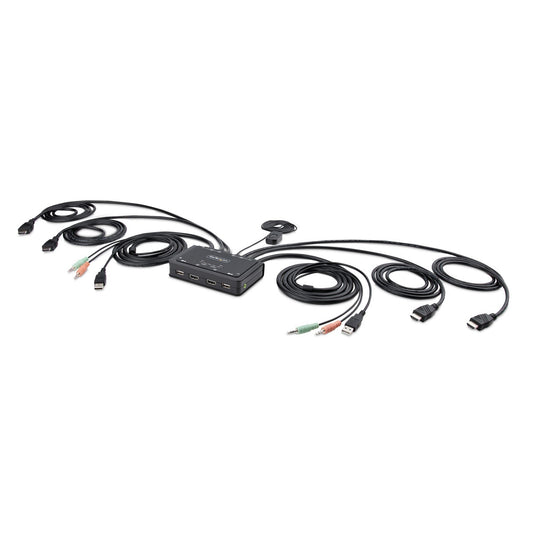 StarTech.com 2-Port Dual-Monitor HDMI Cable KVM Switch, 4K 60Hz, Compact KVM with