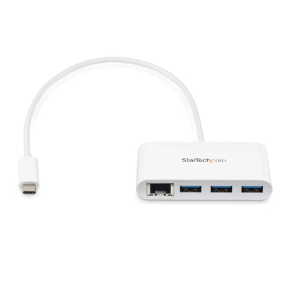 StarTech.com 3-Port USB-C Hub with Gigabit Ethernet - USB-C to 3x USB-A - USB 3.0 Network Adapter