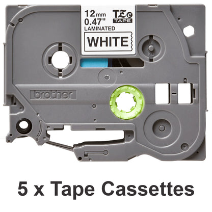 Brother TZE-231M5 DirectLabel black on white Laminat 12mm x 8m Pack=5 for Brother Labels