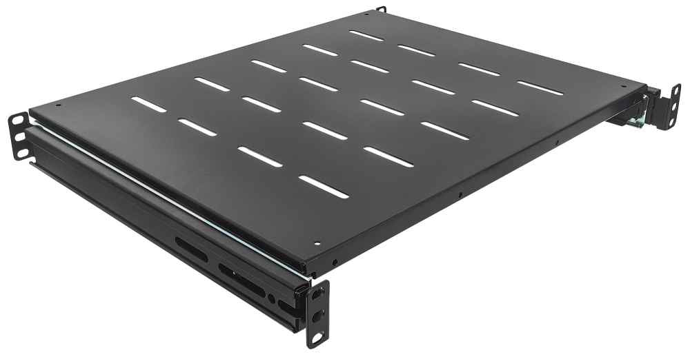Intellinet 19" Sliding Shelf, 1U, 800 to 1000mm Depth, shelf depth 550mm, Black Rack