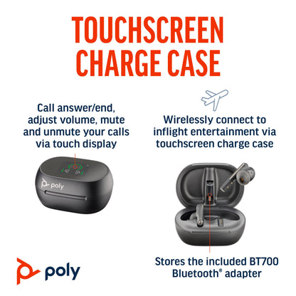 HP Poly Voyager Free 60+ UC Carbon Black Earbuds +BT700 USB-C Adapter +Touchscreen Headset