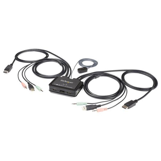 StarTech.com 2 Port DisplayPort KVM Switch - 4K 60Hz - Compact Dual Port UHD DP 1.2