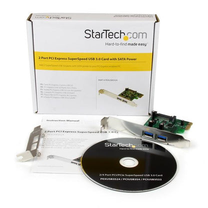 StarTech.com 2 Port PCI Express PCIe SuperSpeed (5Gbps) USB 3.0 Card Adapter with Hub (USB3S24)