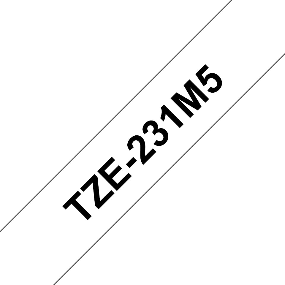 Brother TZE-231M5 DirectLabel black on white Laminat 12mm x 8m Pack=5 for Brother Labels