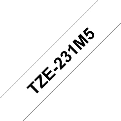 Brother TZE-231M5 DirectLabel black on white Laminat 12mm x 8m Pack=5 for Brother Labels