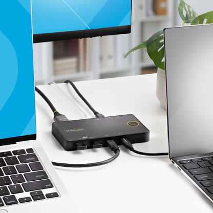StarTech.com 2-Port USB-C KVM Switch, Single-4K 60Hz HDMI Monitor, Dual-100W Power