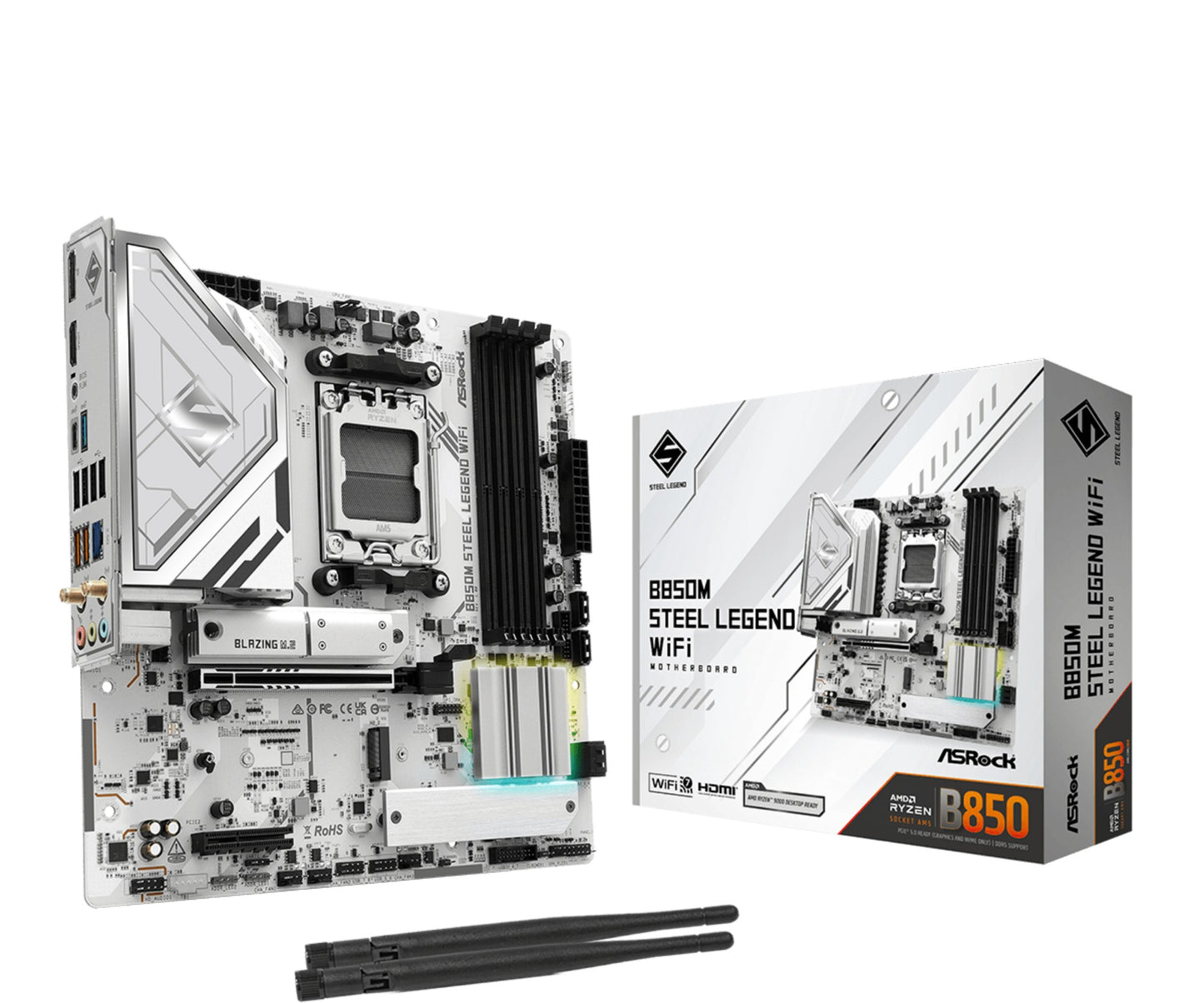 Asrock B850M Steel Legend WiFi AMD B850 Socket AM5 micro ATX Motherboard